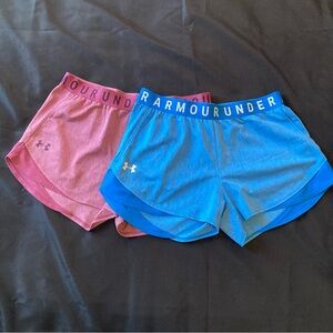 Under Armour Pink and Blue Loose Athletic Shorts Women’s Sz M Set